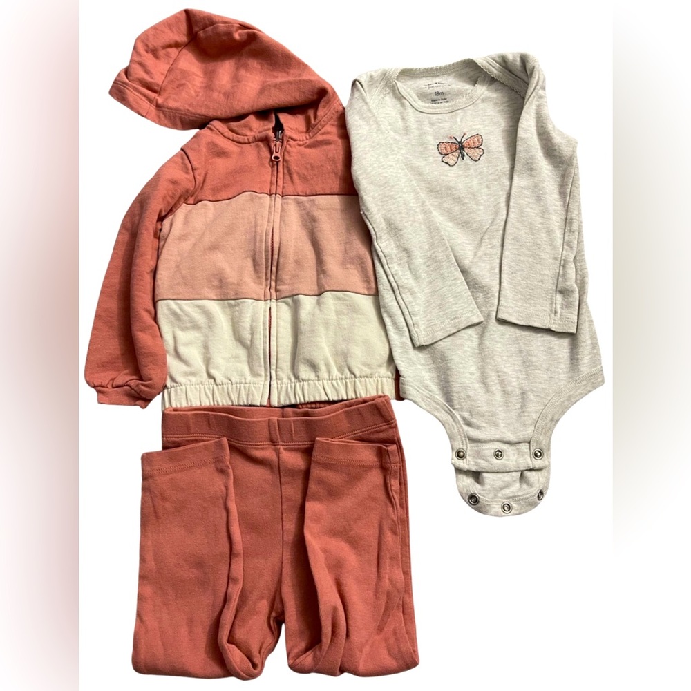 New Carters Girls long sleeve zip down hoodie matching set
